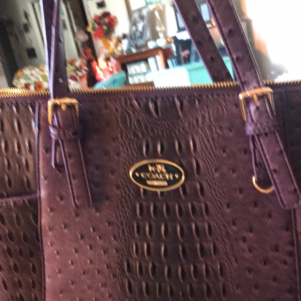 Coach Purple Embossed Leather Tote